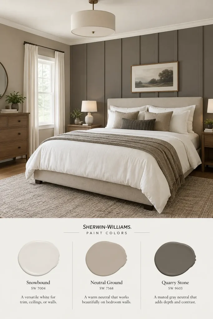 Snowbound Neutral Ground and Quarry Stone sherwin color combination