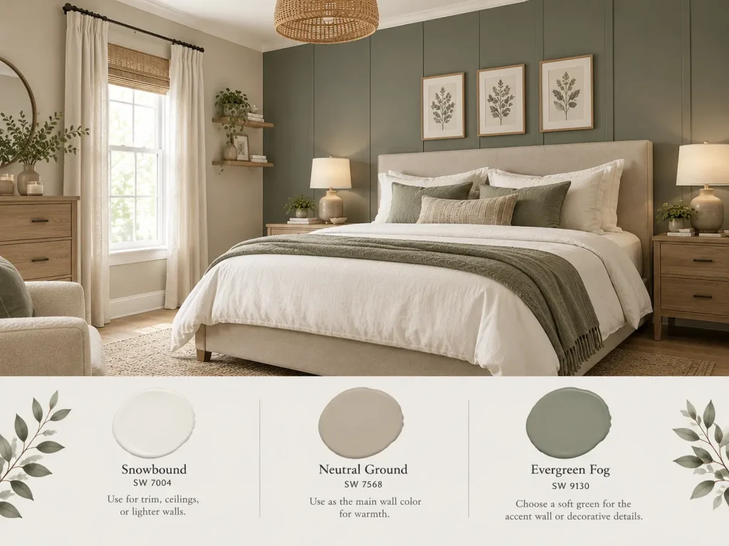 Snowbound and Neutral Ground With a Muted Green Accent